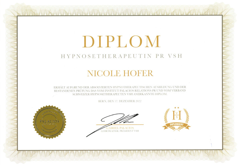 Diplom Hypnosetherapeutin PR VSH Nicole Hofer